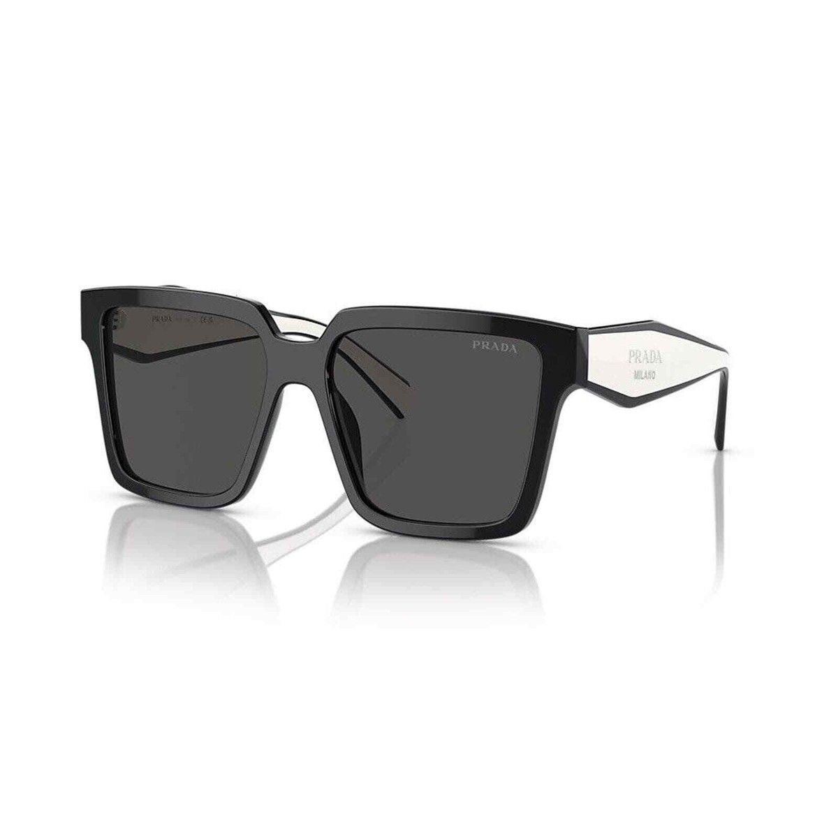 【即発,国内手元在庫】PRADA PR 24ZS 1AB5S0 ロゴ サングラス Prada PR 24ZS 1AB5SO Black White Grey Lenses Women Square