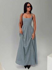 NWT princess polly Cartmel Check Maxi Dress Navy