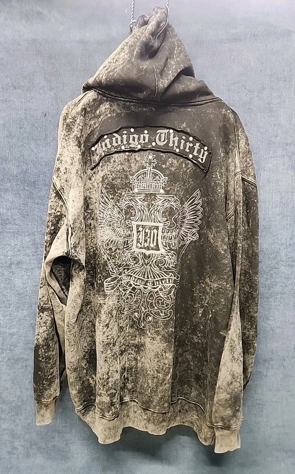 Sudadera con Capucha Indigo 30 Negra Tye Dye Eagle Design Cremallera Completa Y2K NUEVA Stock Antiguo 4XL CL09 Foto 4 de 4