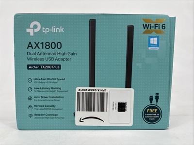 TP-Link Archer TX20U Plus WiFi 6 USB Adapter AX1800 Dual Band High Gain Black