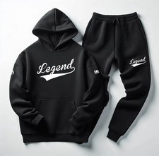 Men  s Legend Black Sweatsuit Set  Jordan 4 Black White Matching Hoodie Joggers