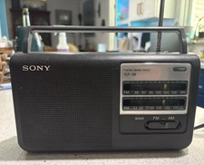 Vintage Sony ICF38 Portable AM/FM Radio Black Works Excellent.