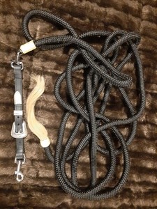 Futurity Western Horse Show LUNGE LINE Silver Buckle Snap Horse Hair SWIVEL End