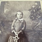 Late 1800's Cabinet Card Pretty Young Girl With Flowers AJ Aubert Chicago 1886 — photo 4