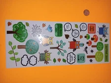 Owl Nature Sticker Sheet Scrapbook Planner Crafts Trees Mushrooms Leaves Cute