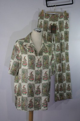 Mega Etro Anzug in Grün/Beige - Seide  Gr.36  355/2/355 *bitte messen*