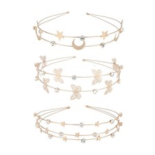 Girl Dainty Rhinestone Hairband with Butterfly Moon Star Decor for Wedding Party