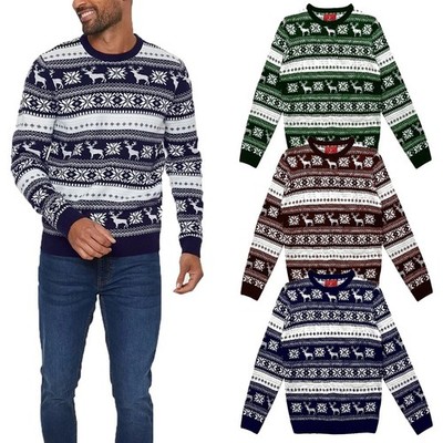 Men's Christmas Jumper Novelty Xmas Festive Knitted Knitwear Sweater Fairsle New