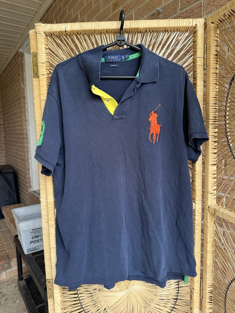 Polo Ralph Lauren Big Pony Shirt Adult L Blue Orange Green #3
