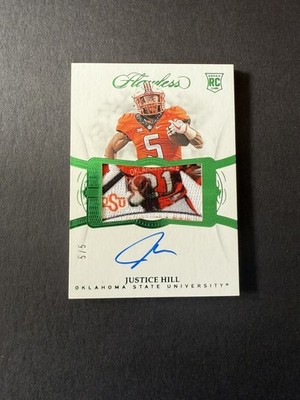  2019 PANINI FLAWLESS COL EMERALD JUSTICE HILL RC! 5/5!  JERSEY MATCH #5