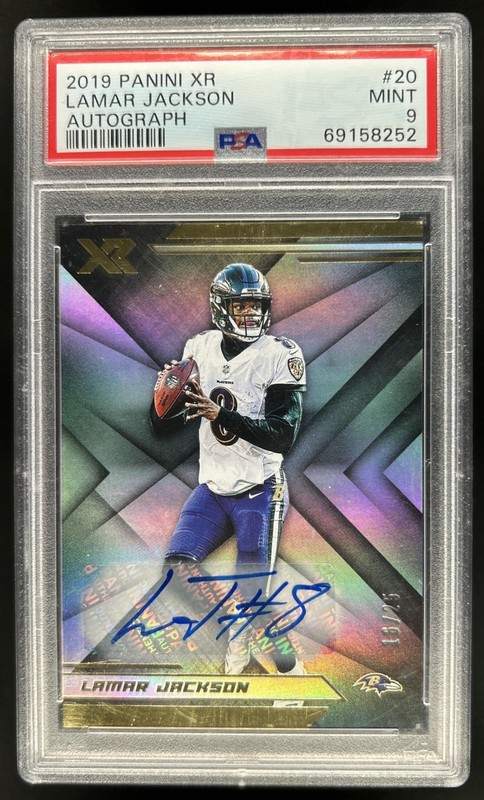 2019 Panini XR Lamar Jackson Auto Autograph #/25 Ravens PSA 9