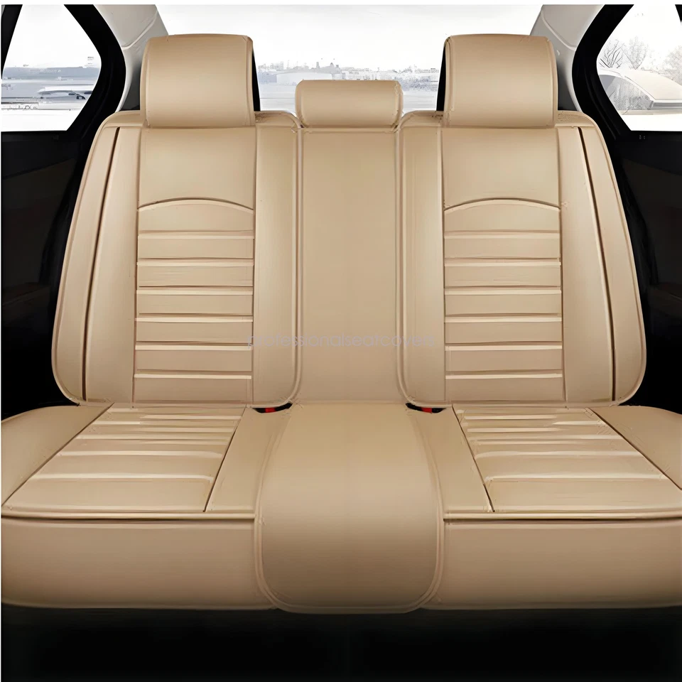 For Lexus Leather Car Seat Covers 5-Seats Front Rear Full Set Protectors Pad Tan - Image 4 of 4