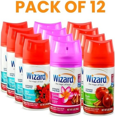 12pk Wizard 5oz Automatic Spray Refills Rose Hawaiian Retreat Apple Cinnamon