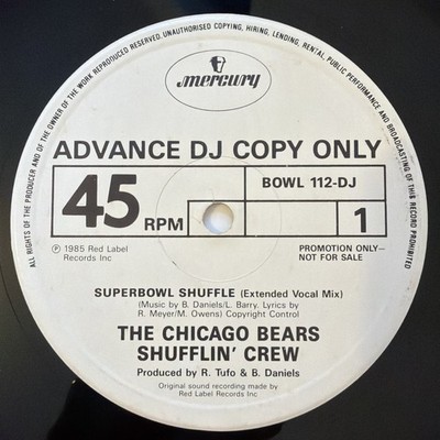 The Chicago Bears Shufflin' Crew - The Super Bowl Shuffle 12'' Vinyl DJ Copy VG+