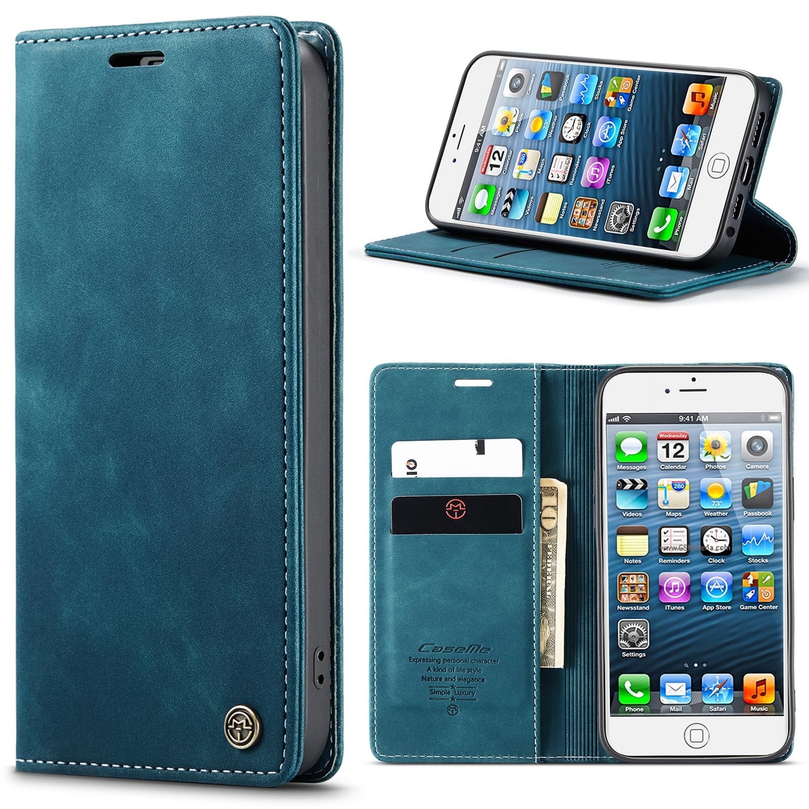 Coque iPhone 5/5S/SE étui portefeuille idéal pour voyager léger