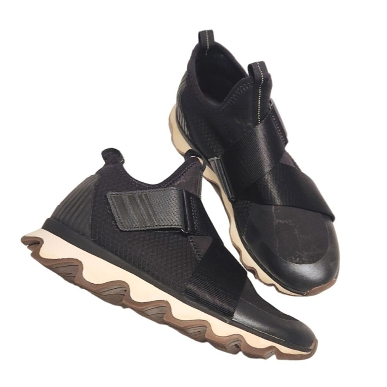 SAOLA Scarpe da ginnastica Sorel tessuto cinetico sportive suola capesante slip on sneakers moda nere