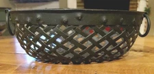 Vtg Handmade Metal Basket Statement Heavy+Beautiful For Fruit or Display Oval