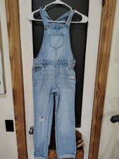 girls place blue denim overalls bibs distressed cuffed