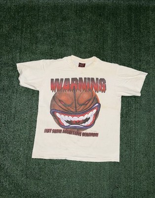 Vintage 90s MD Tees Warning May Show Aggressive Behavior T-Shirt