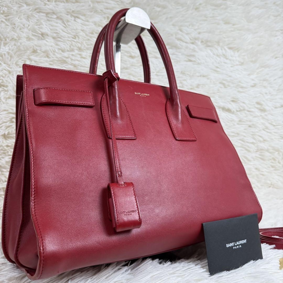 Borsa a tracolla Saint Laurent Sac De Jour in pelle rossa originale dal Giappone Ra