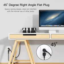 Desk Clamp Power Strip with 3 AC Outlets Desktop Edge Mount 1625W Surge Office