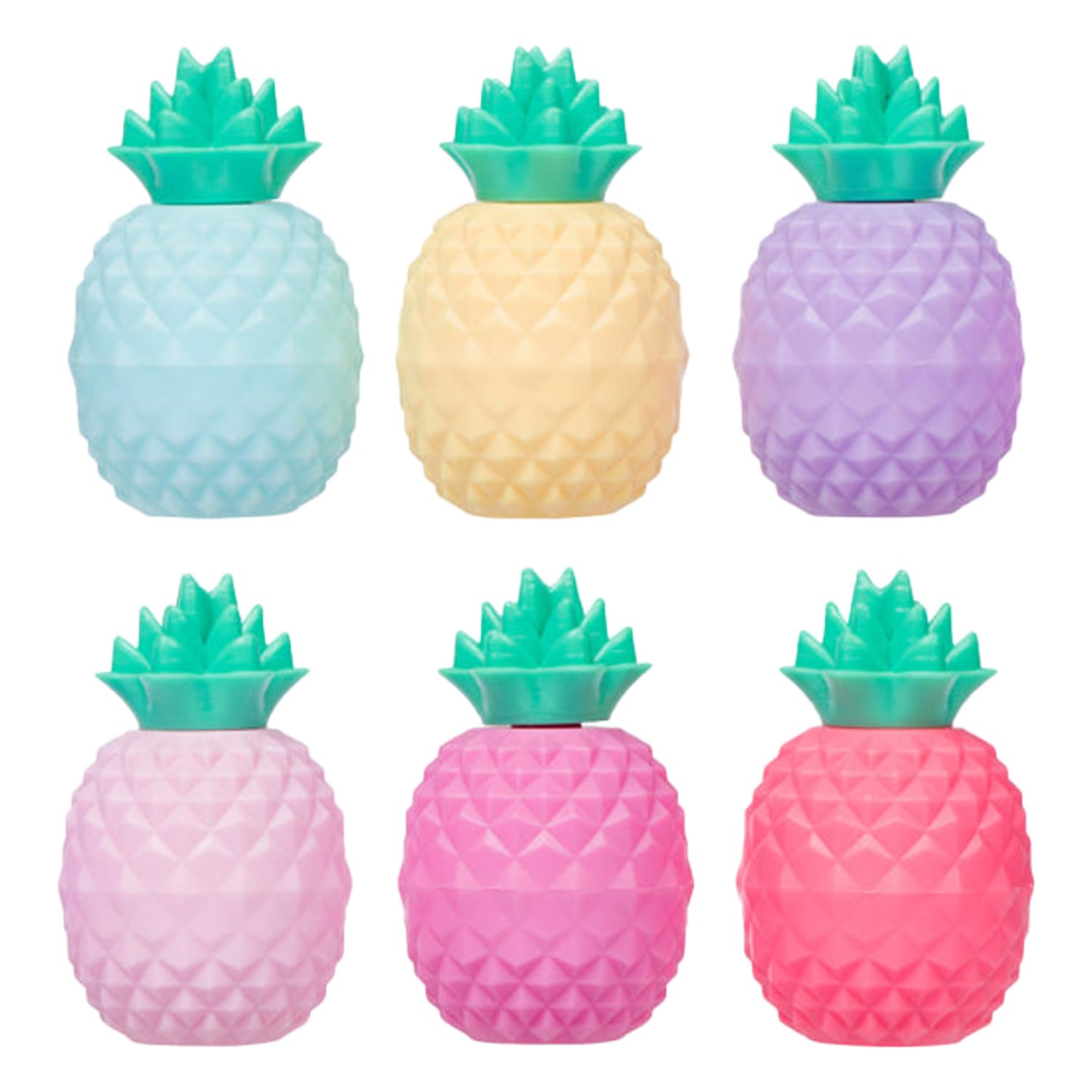 Pineapple Shaped Lip Balm Set - 6 Moisturizing Multicolor Balms