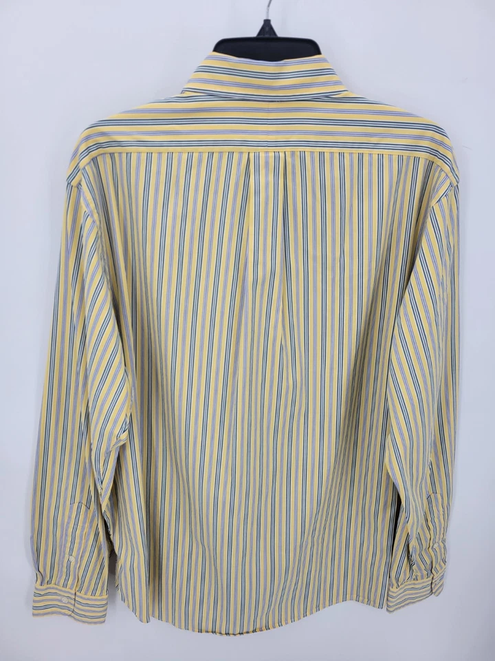 Ralph Lauren Shirt Mens XL Yellow Blue Stripe Long Sleeve Button Down Preppy - Image 2 of 4