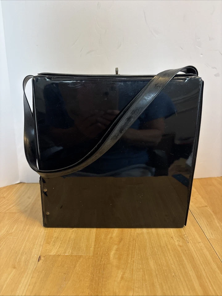 1960s Ballet Bag Lunchbox French? Black Vinyl Rare Red Image 10x10x3.5 Inch - Image 4 of 4