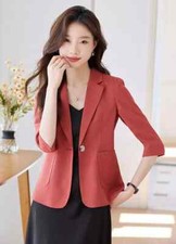 Giacca da Tailleur Blazer Donna Ufficio Elegante Rosso Mattone Bottone 04483