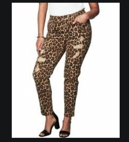 LEOPARD PRINT SKINNY JEANS PANTS 16W 
