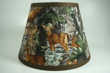 Primitive Deer Elk Bear Turkey Duck Tree Camo Fabric Lampshade Lamp Shade
