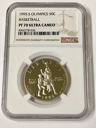 1995-S 50C Basketball NGC PF 70 Ultra Cameo Clad Half Dollar Coin