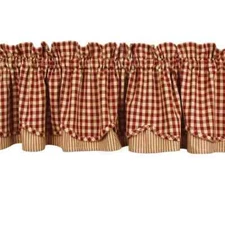 Heritage House Check Fairfield Valance Barn Red, Brand New, Farmhouse Curtains