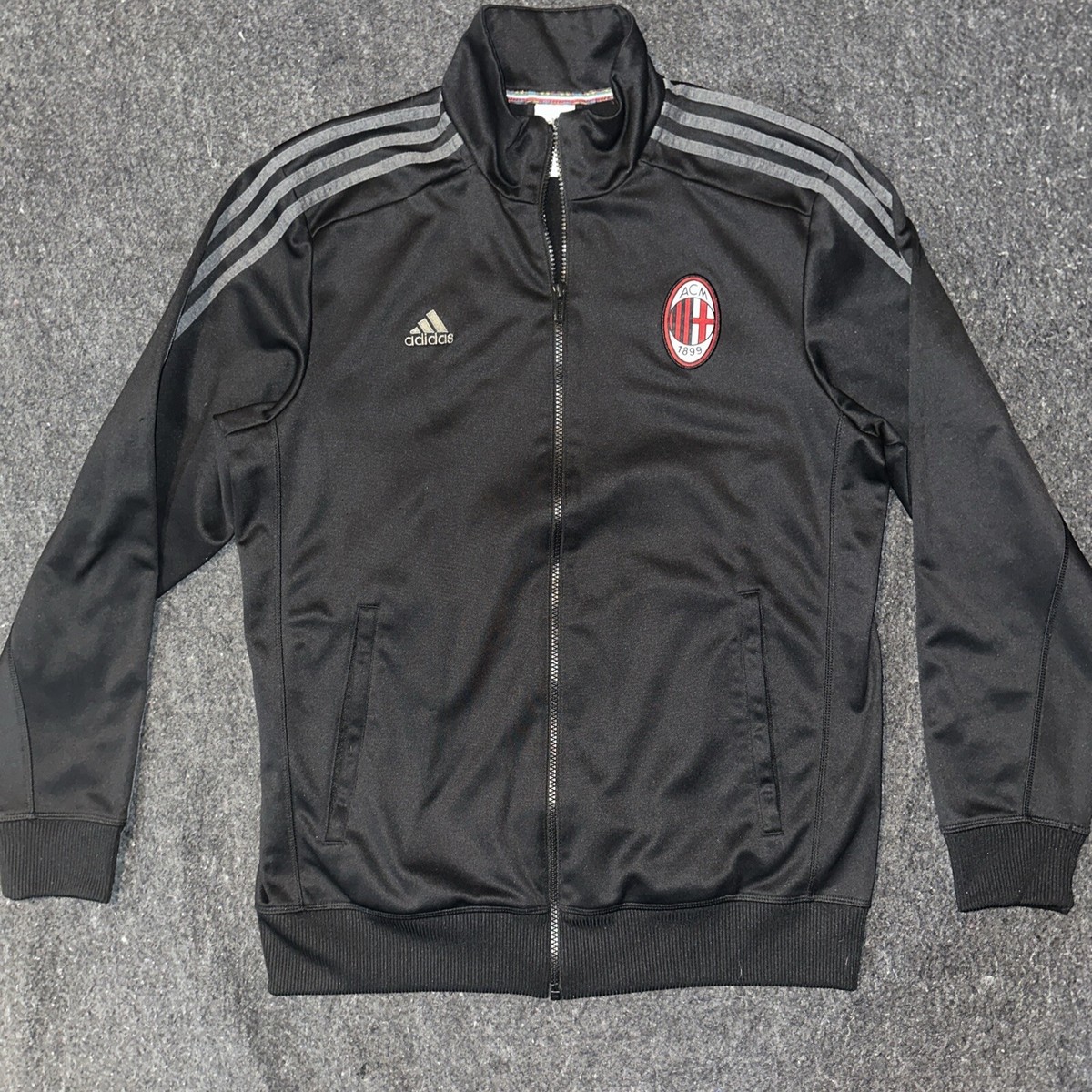 Adidas AC Milan Warmup Jacket 1899 Zip Up Size Large - Black ~RARE