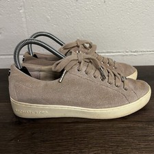 Michael Kors Womens Irving Sneakers Shoes Beige HX16C Low Top Leather Lace Up 7M