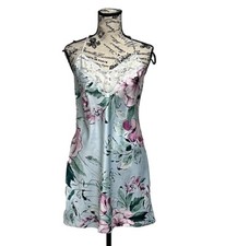 Lilac+London Print Satin Chemise Slip Dress Mini Fairy Floral Party XS WOMENS