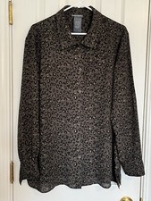 Chelsea Theodore Leopard Print Button Down Top Size 2XL EUC