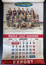 1951-52 Toronto Maple Leaf Calendar NHL Hockey Stanley Cup Champion Barilko