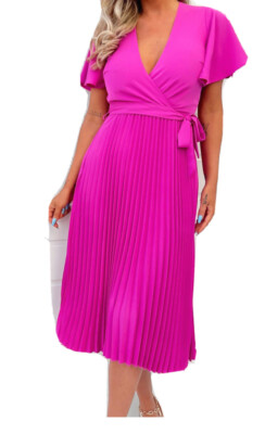 Ax Paris Pink Pleated Midi Dress Pink Pleated Dress Hot Pink Pleated Midi Dress With Tie Ax Paris Pink Pleated Midi Dress Pink Pleated Dress Hot Pink Pleated Midi Dress With Tie