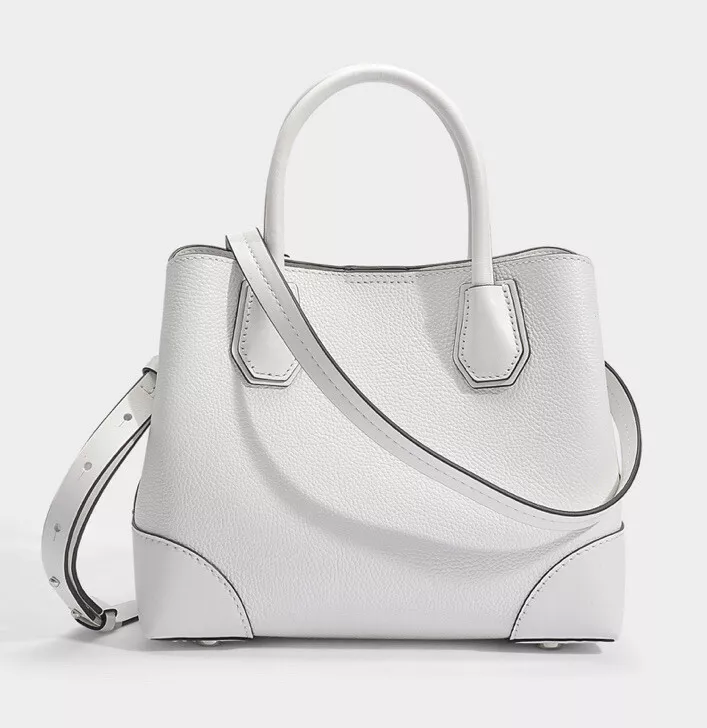 MICHAEL KORS Mercer Gallery Medium Optic White Leather Purse Tote Handbag  NWT