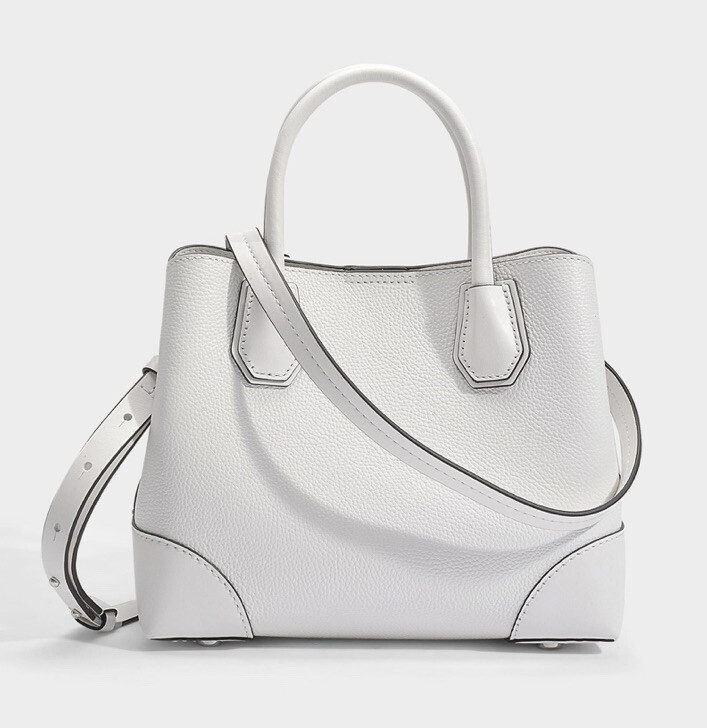 MICHAEL KORS Mercer Gallery Medium Optic White Leather Purse Tote Handbag NWT
