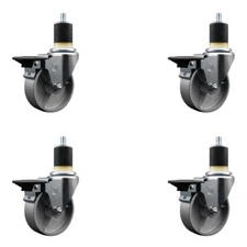 4 Inch Semi Steel Swivel 1-7/8 Inch Expanding Stem Caster Set with Brake SCC