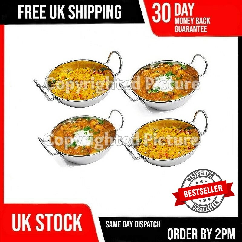 15CM CURRY DISHES METAL INDIAN BALTI KARAHI KADAI FOOD SERVING TABLE BOWL  SET
