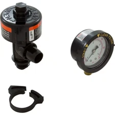 98209800 High Flow Manual Air Relief Valve with Pressure Gauge Top Mount Replace