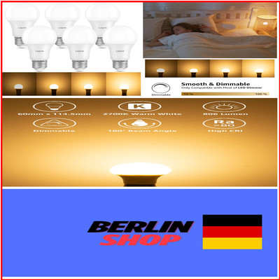 Lepro E27 LED Warm White Dimmable Light Bulb, 6er Pack