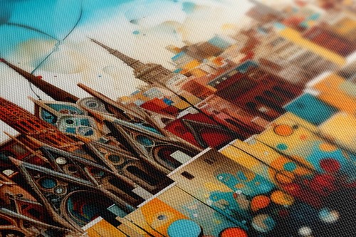 Barcelona Cityscape Colourful Abstract Painting Canvas Print, Handmade Fine Art - Picture 5 of 9