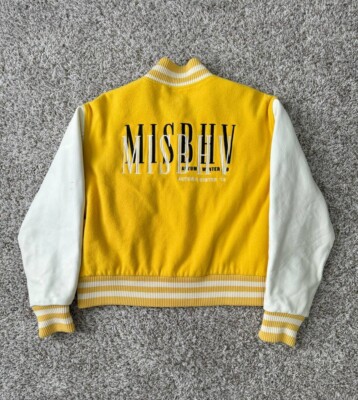 Misbhv Men's Contrast Sleeve Varsity Jacket Yellow Size Large