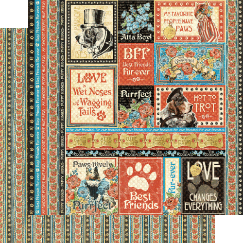 GRAPHIC 45 "WELL GROOMED" 12X12 PAPER & STICKER PACK CATS DOGS SCRAPJACK'S PLACE - Picture 5 of 10