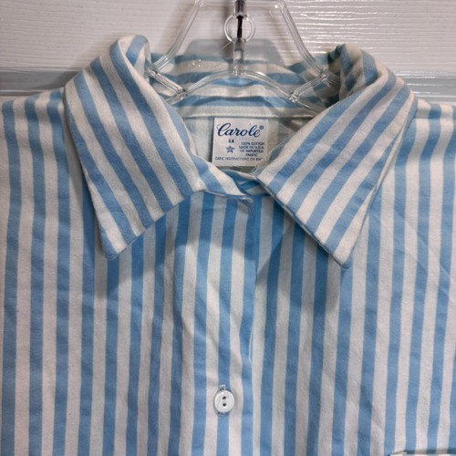 Carole VTG NWT Blue Striped Flannel Nightshirt Women's 1X Oversized Cotton USA - Picture 2 of 16