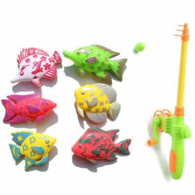 7PCS Model Kids Pole Rod Magnetic Baby Fishing Toy Bath Time